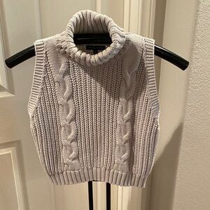 Kendall & Kylie Cream Cable Knit Turtleneck Sweater Vest